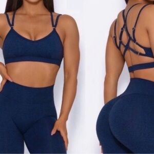 Bombshell Sportswear Navy Diamond Back Sports Bra